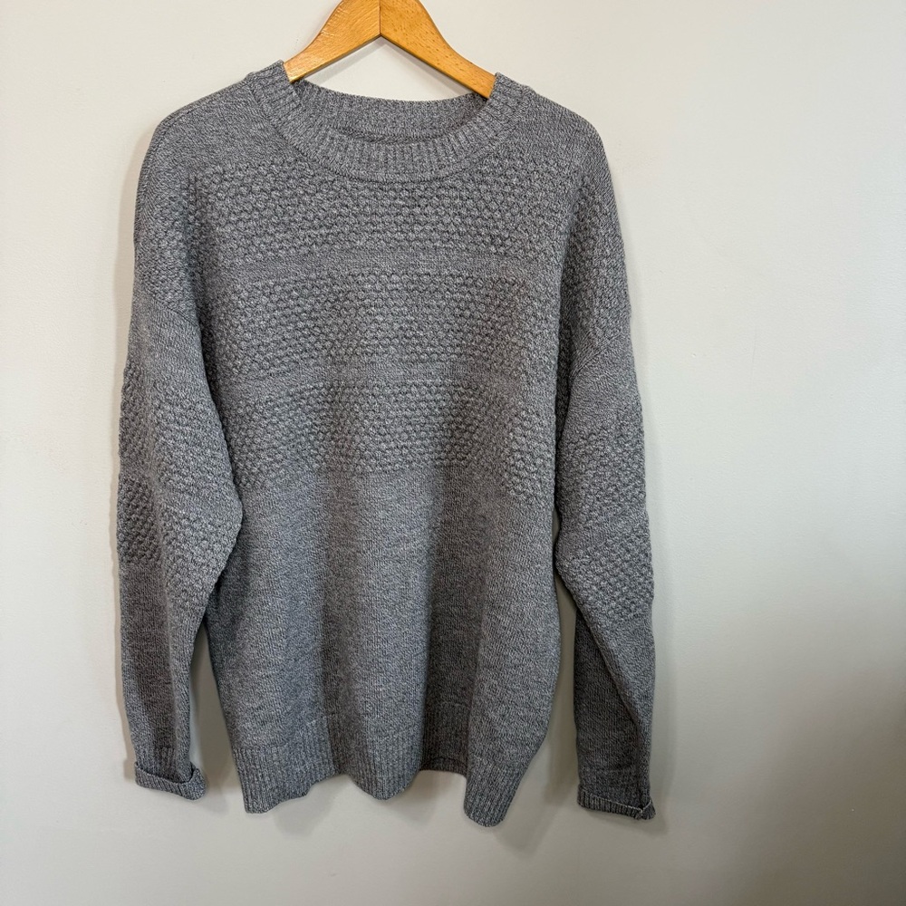 Best Made Co. Bubble Knit 100% Merino Wool Crewneck Gray Sweater | XL
